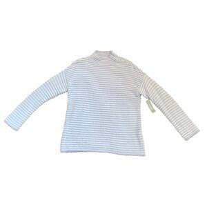 Chicos Zenergy 1 Cozy Purple Striped Mock Neck Pullover Sweater Fuzzy Soft M